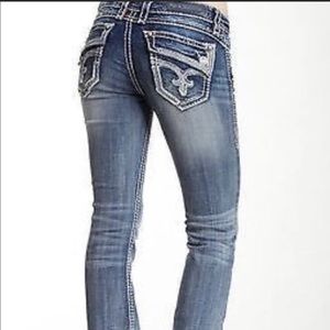 Rock Revival Johanna Skinny Raw Hem Jeans Size 25 Embroidered Embellished